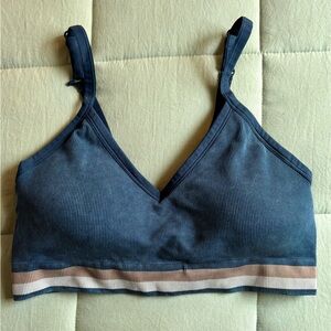 SPANX Navy and Cream Striped Bra